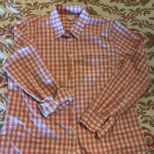 J Crew Pink Check Gingham Button Down Shirt Large